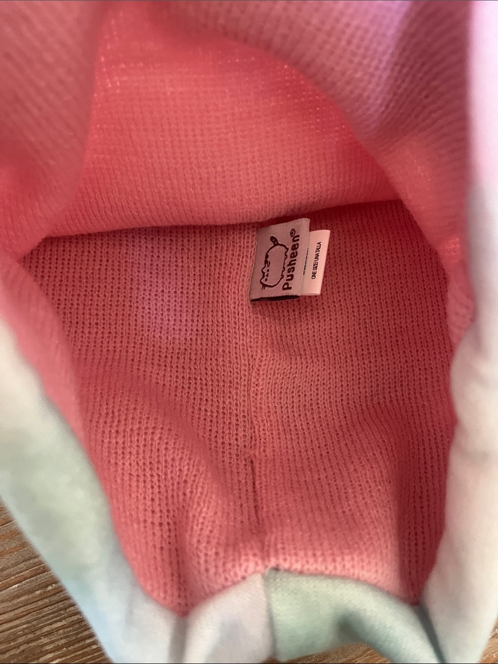 NWT Pusheen lined beanie Tie-Dye Pastel Pink, Purple, Blue - Picture 3 of 7